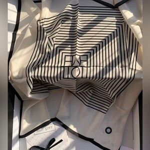 Toteme Centered monogram silk scarf crème